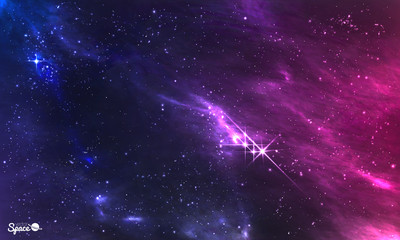 Wall Mural - deep space. vector illustration of cosmic nebula with star cluster.
