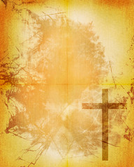 Wall Mural - Christian cross on paper background