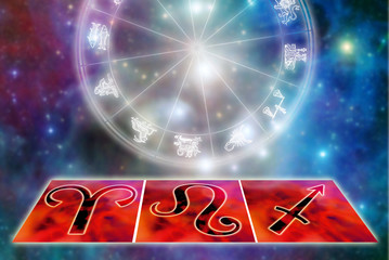 Wall Mural - astrology symbols of zodiac signs of fire