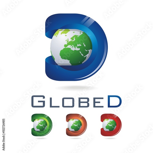 Modern Letter D 3d Logo Design Globe Map Illustration Buy This