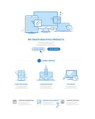 website design model templates with navigation menu and icons set.