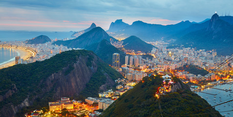 Fototapete - Night panorama of Rio de Janeiro, Brazil