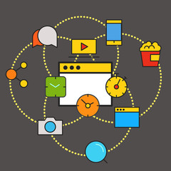 Poster - Modern communication scheme. Flat design concept