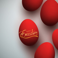 Wall Mural - Easter Eggs With Holiday Golden Lettering