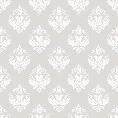  Oriental vector classic beige and white ornament. Seamless abstract background