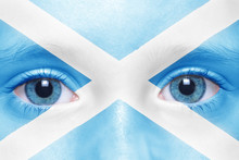 Child's Face With  Scottish Flag