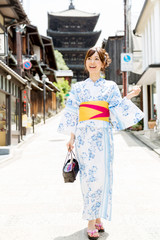 Wall Mural - young asian woman wearing kimono