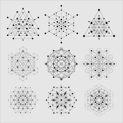 Sacred geometry vector design elements. Alchemy, religion, philosophy, spirituality, hipster symbols and elements.