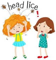 Poster - Little girl having head lice