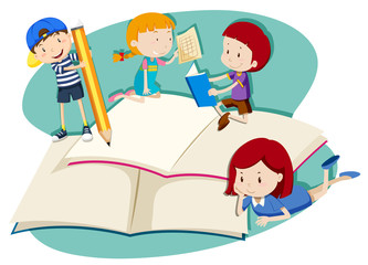 Wall Mural - children writing and reading