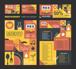 Wall Mural - Big set of restaurant and cafe menu design,voucher,business card,Restaurant cafe menu, template design, Food flyer