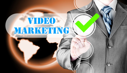 business man pressing checkbox Video Marketing