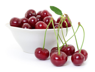 Wall Mural - Cherries in plate.