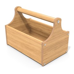 3d empty wooden toolbox