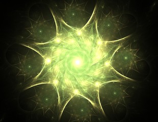 Elementary Particles series. Interplay of abstract fractal forms on the subject of nuclear physics science and graphic design.