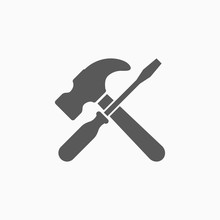 Screwdriver And Hammer Tools Icon