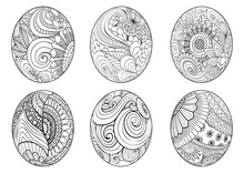 Zentangle Easter Eggs For Coloring Book For Adult