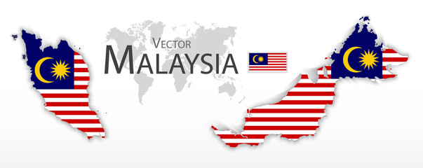 Malaysia ( Federation of Malaysia )( flag and map )( transportation and tourism concept )