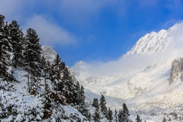 Canvas Print - Majestic view on winter mountain valley