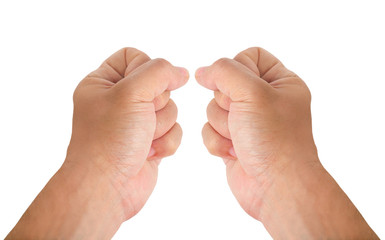 Wall Mural - Human hand / Human hand in fist on white background.