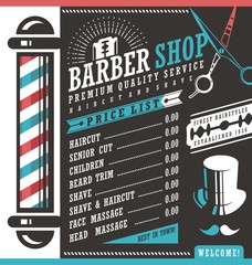 Barber Shop vector price list template