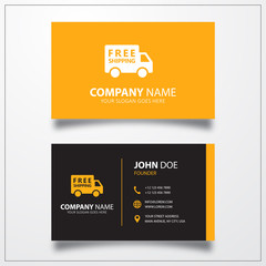 Wall Mural - Free shipping truck icon. Business card template