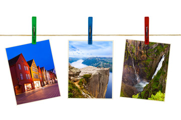 Wall Mural - Norway travel photography on clothespins