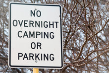 No Overnight Camping Or Parking Sign