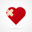red heart with plaster, vector medical background
