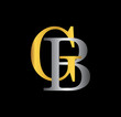 GB initial letter with gold and silver