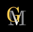 GM initial letter with gold and silver