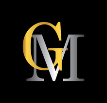 GM Initial Letter With Gold And Silver