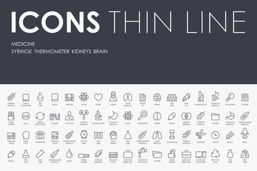 Wall Mural - medicine Thin Line Icons