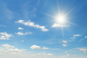 sun on beautiful blue sky