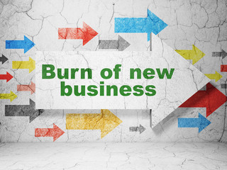 Finance concept: arrow with Burn Of new Business on grunge wall background