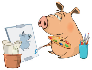 A cute pig farm animal cartoon 