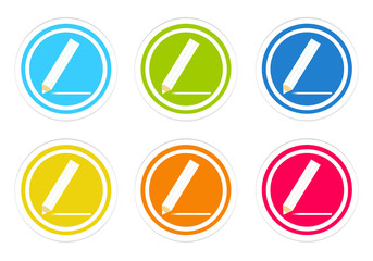 Wall Mural - rounded and colorful icons with pencil symbol