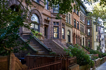 a row of brownstone buildings