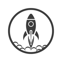 Wall Mural - rocket icon emblem on a white background