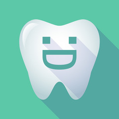 Poster - long shadow tooth icon with a laughing text face