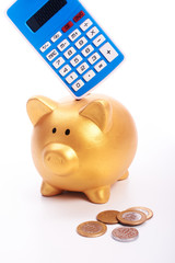 Poster - Safe piggy with calculator and coins from Brazil