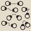 Set of vector handcuffs icons. Handcuffs sign. Vector illustrati