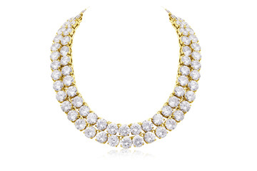 Wall Mural - Expensive and Luxurious Double Row Diamond Necklace in Yellow Gold with Huge Diamonds