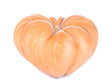 Pumpkin in heart shape isolated on white
