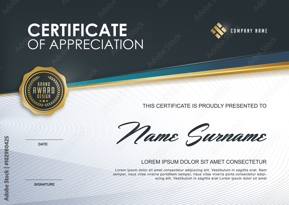 certificate template with Luxury and modern pattern,.Qualification certificate blank template with elegant,Vector illustration - obrazy, fototapety, plakaty 