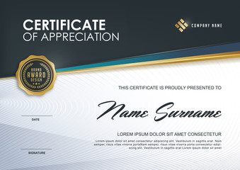 certificate template with luxury and modern pattern,.qualification certificate blank template with e