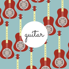 Wall Mural - folk string instrument resonance guitar on a colored background