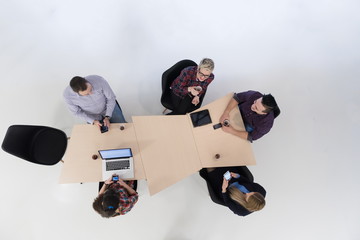 Wall Mural - aerial view of business people group on meeting