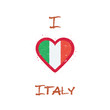 I love Italy t-shirt design. Italy flag in the shape of heart on