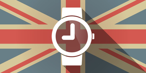 Canvas Print - Long shadow UK flag icon with a wrist watch